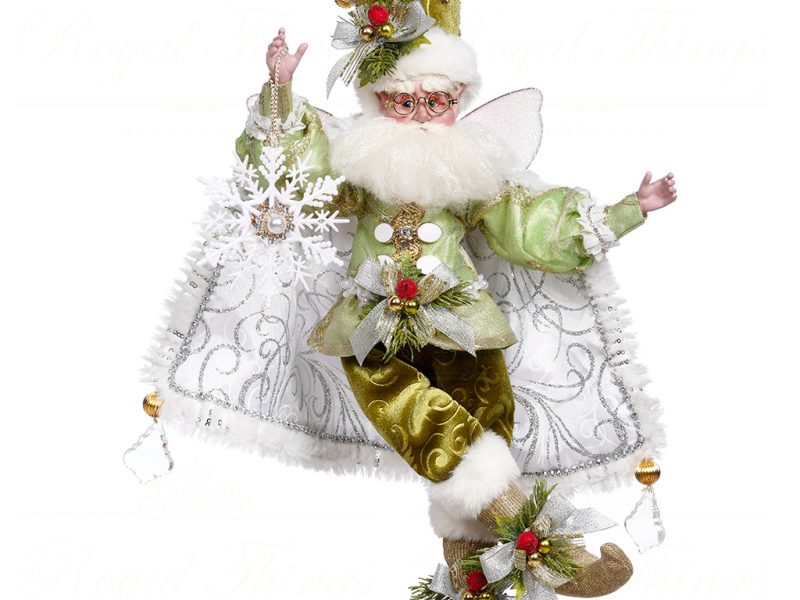 Mark Roberts Green White Winter Wonderland Santa Fairy Doll Medium 51 16544 Pose1