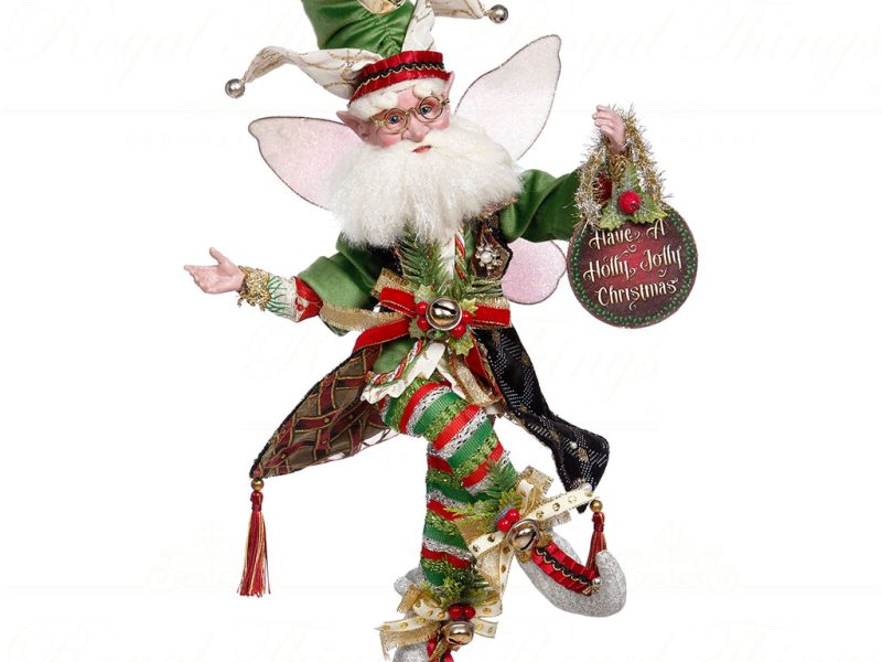 Mark Roberts White Green Gold Red Tis The Season Santa Fairy 51 16532