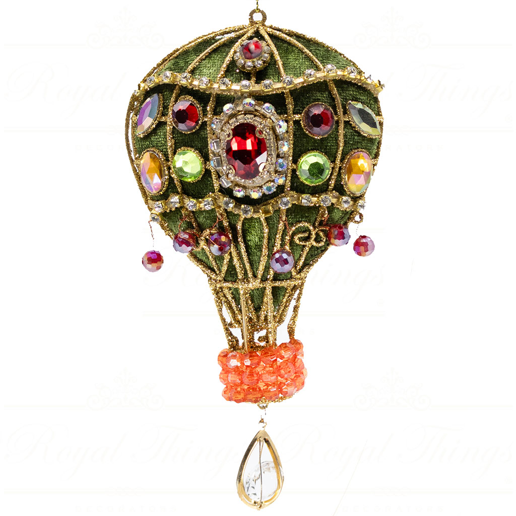 mo 93020 goodwill christmas ornaments wire fabric hot air balloon green burgundy gold vari green Mo 93020 Goodwill Christmas Ornaments Wire Fabric Hot Air Balloon Green Burgundy Gold Vari Green