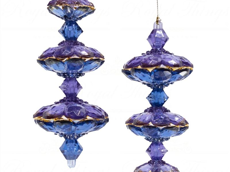 Mo 96382 Goodwill Christmas Ornaments Jewel Finial Blue Purple