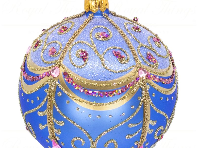 pga b5101 royal things polish glass art christmas bauble ball radiant rosalie blue gold pink