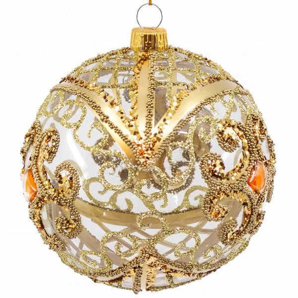 Pga B5103 Royal Things Polish Glass Art Christmas Bauble Ball Cheerful Clara Gold 1