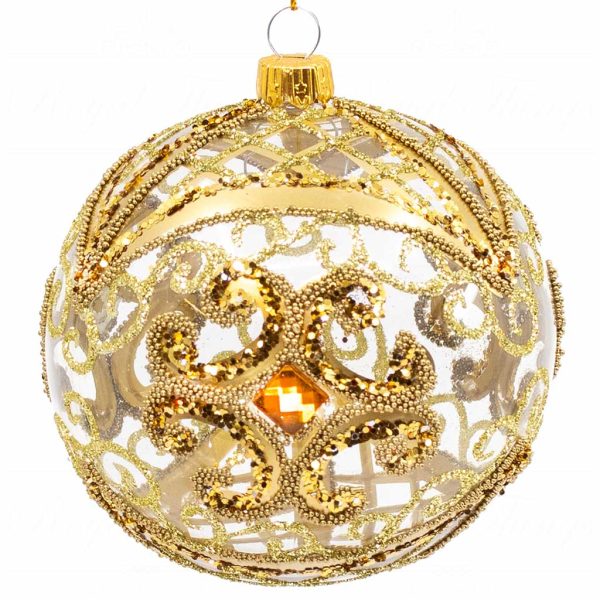 Pga B5103 Royal Things Polish Glass Art Christmas Bauble Ball Cheerful Clara Gold 2