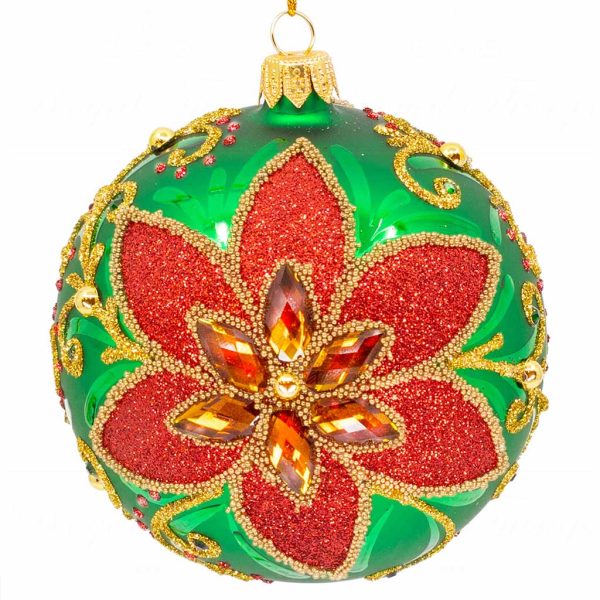 Pga B5106 Royal Things Polish Glass Art Christmas Bauble Ball Shining Shawn Gold Green Red 1