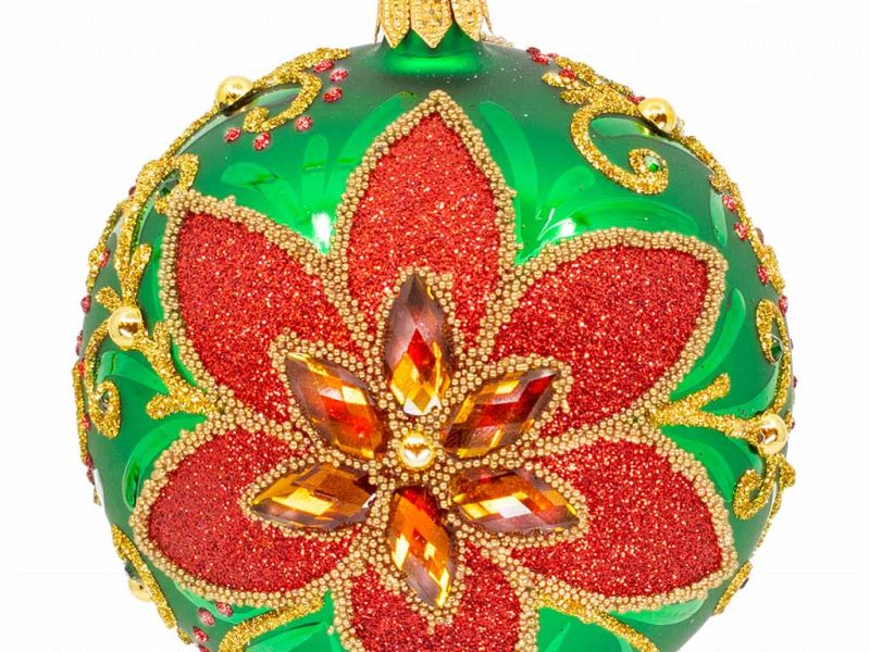 Pga B5106 Royal Things Polish Glass Art Christmas Bauble Ball Shining Shawn Gold Green Red 1