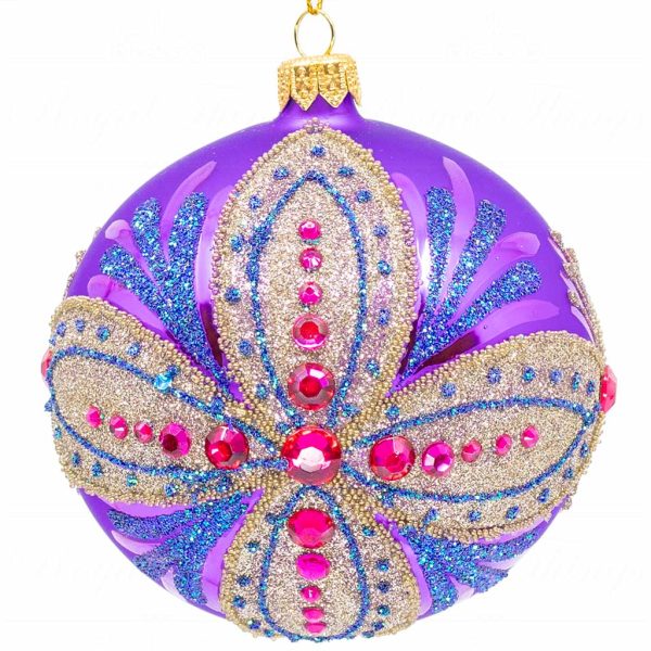 Pga B5110 Royal Things Polish Glass Art Christmas Bauble Ball Jolly Jonas Gold Purple Pink 1