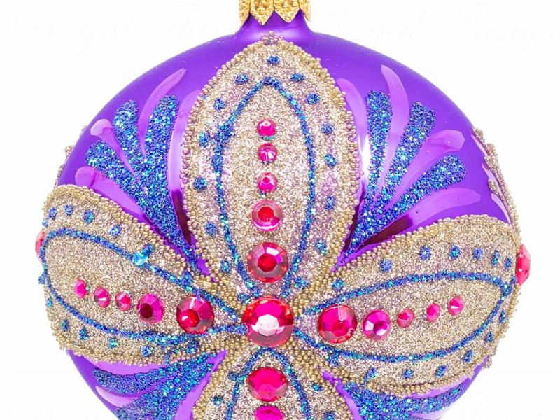 Pga B5110 Royal Things Polish Glass Art Christmas Bauble Ball Jolly Jonas Gold Purple Pink 1