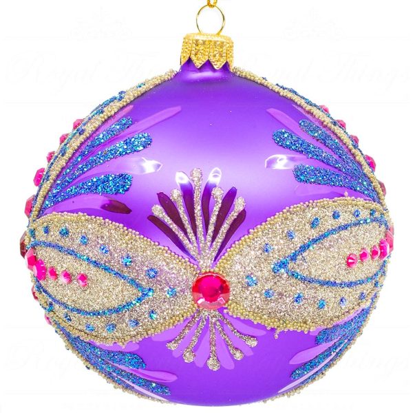Pga B5110 Royal Things Polish Glass Art Christmas Bauble Ball Jolly Jonas Gold Purple Pink 2
