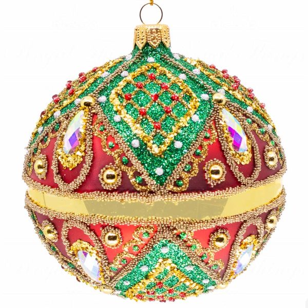 Pga B5112 Royal Things Polish Glass Art Christmas Bauble Ball Festive Felix Gold Green Red 1