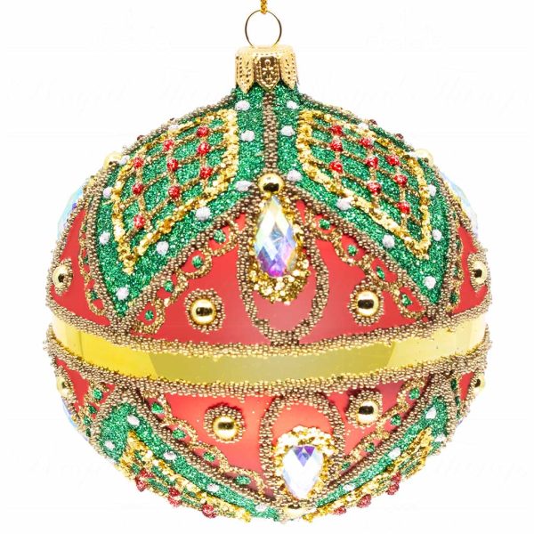 Pga B5112 Royal Things Polish Glass Art Christmas Bauble Ball Festive Felix Gold Green Red 2