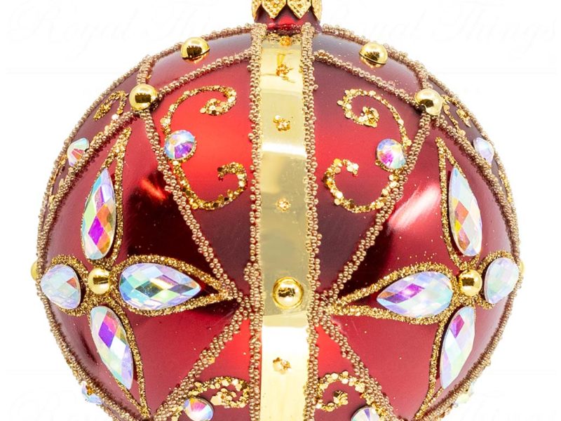 Pga B5114 Royal Things Polish Glass Art Christmas Bauble Ball Amazing Amelia Gold Red 1