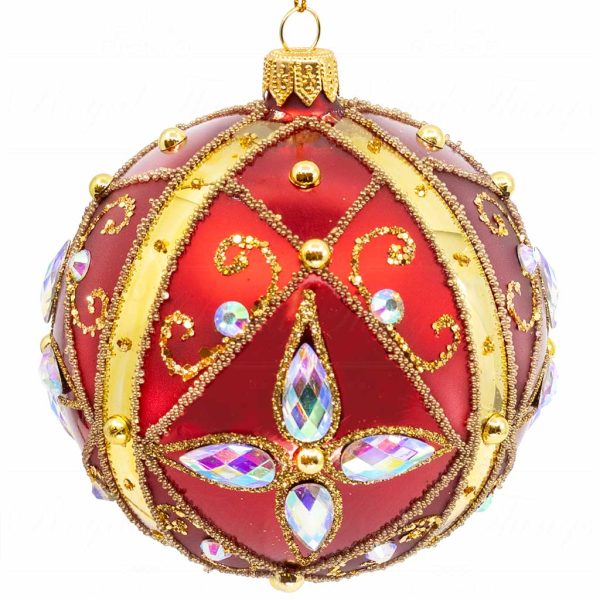 Pga B5114 Royal Things Polish Glass Art Christmas Bauble Ball Amazing Amelia Gold Red 2