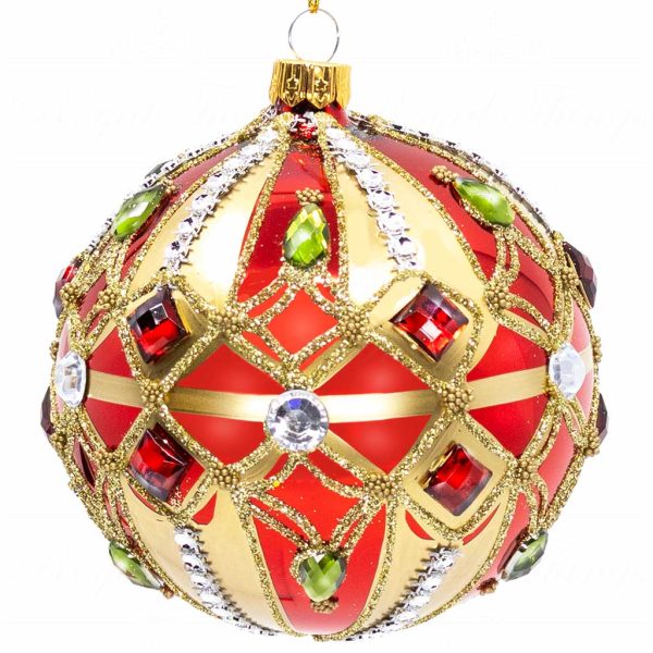 Pga B5115 Royal Things Polish Glass Art Christmas Bauble Ball Sweet Samuel Gold Red