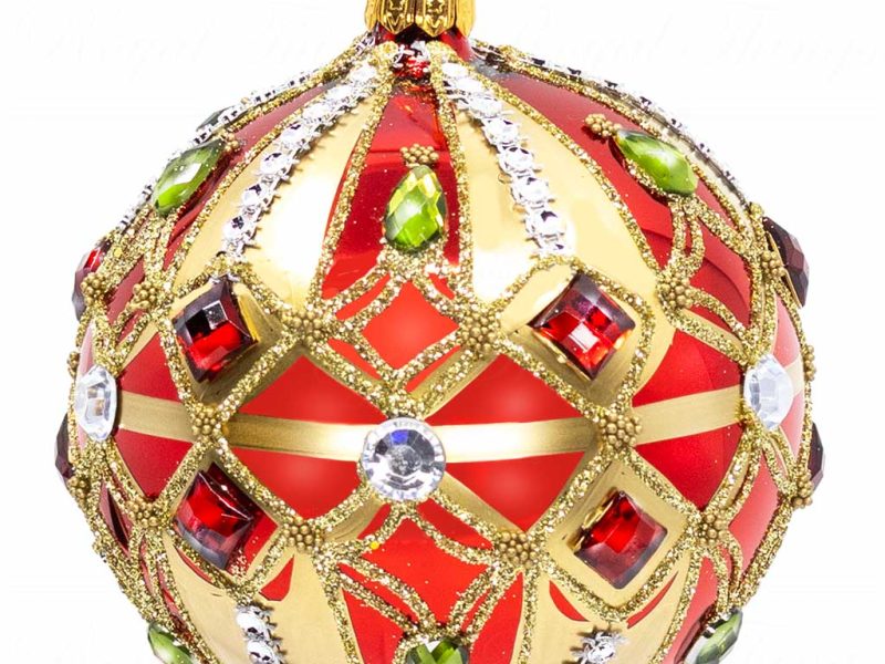 Pga B5115 Royal Things Polish Glass Art Christmas Bauble Ball Sweet Samuel Gold Red