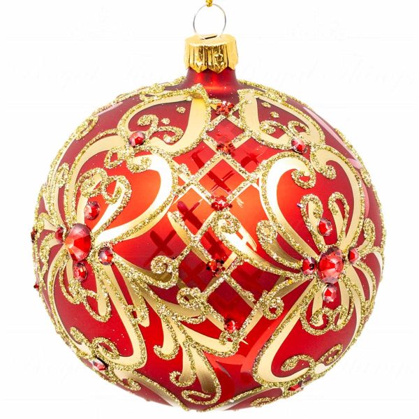 Pga B5116 Royal Things Polish Glass Art Christmas Bauble Ball Charming Camille Gold Red 1