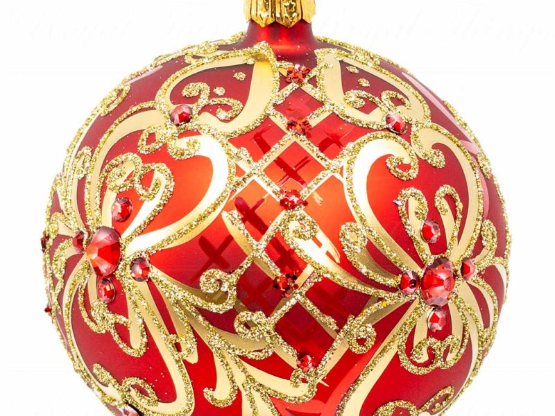 Pga B5116 Royal Things Polish Glass Art Christmas Bauble Ball Charming Camille Gold Red 1