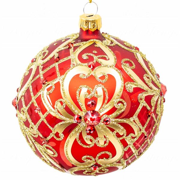 Pga B5116 Royal Things Polish Glass Art Christmas Bauble Ball Charming Camille Gold Red 2
