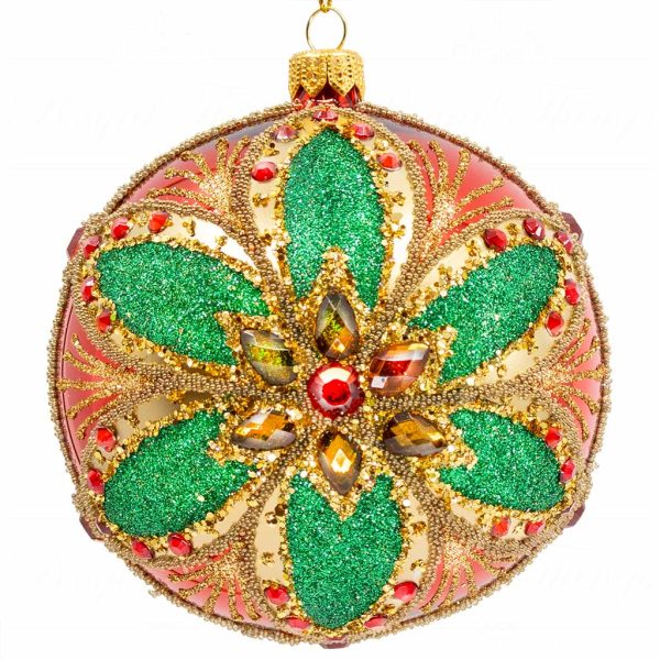 Pga B5117 Royal Things Polish Glass Art Christmas Bauble Ball Merry Milan Gold Red Green 1