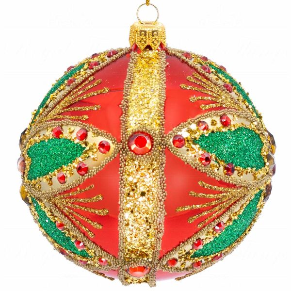 Pga B5117 Royal Things Polish Glass Art Christmas Bauble Ball Merry Milan Gold Red Green 2