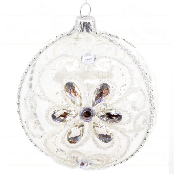 Pga B5123 Royal Things Polish Glass Art Christmas Bauble Ball Noble Noah White 1