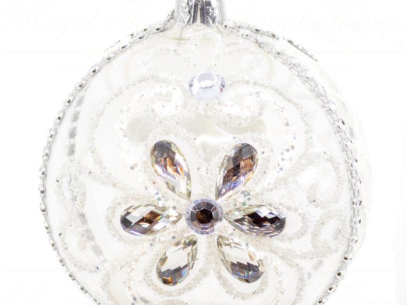 Pga B5123 Royal Things Polish Glass Art Christmas Bauble Ball Noble Noah White 1
