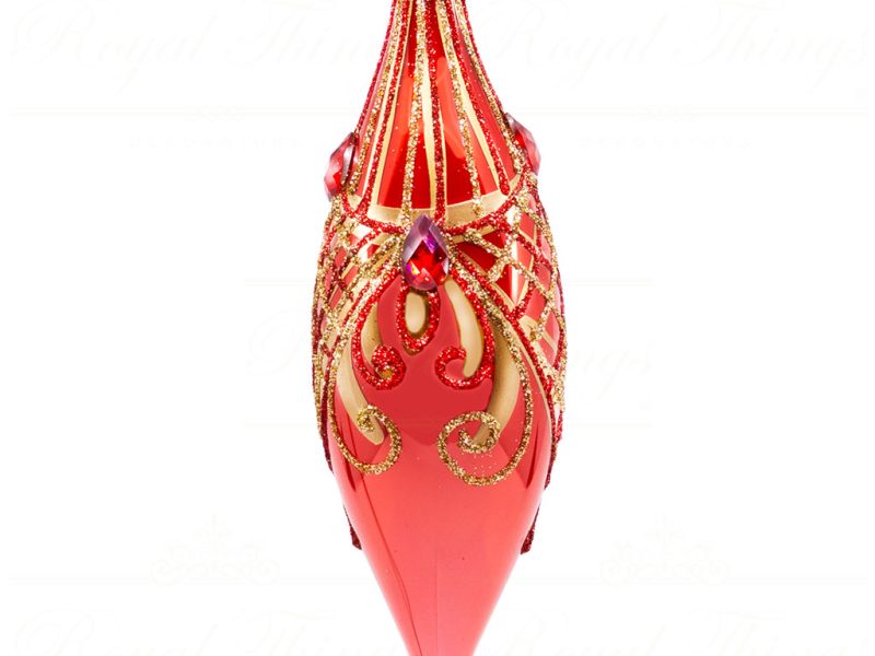 Pga B5128 Royal Things Polish Glass Art Christmas Bauble Ball Finial Elegant Elias Red Gold