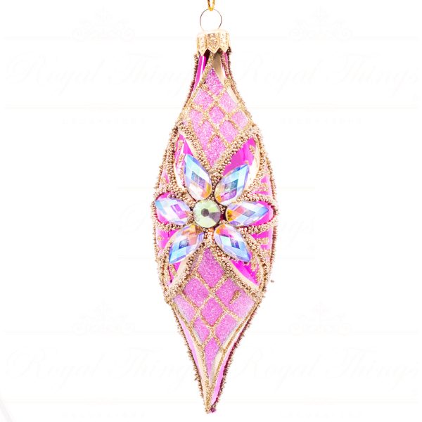 Pga B5129 Royal Things Polish Glass Art Christmas Bauble Ball Finial Delightful Diana Pink
