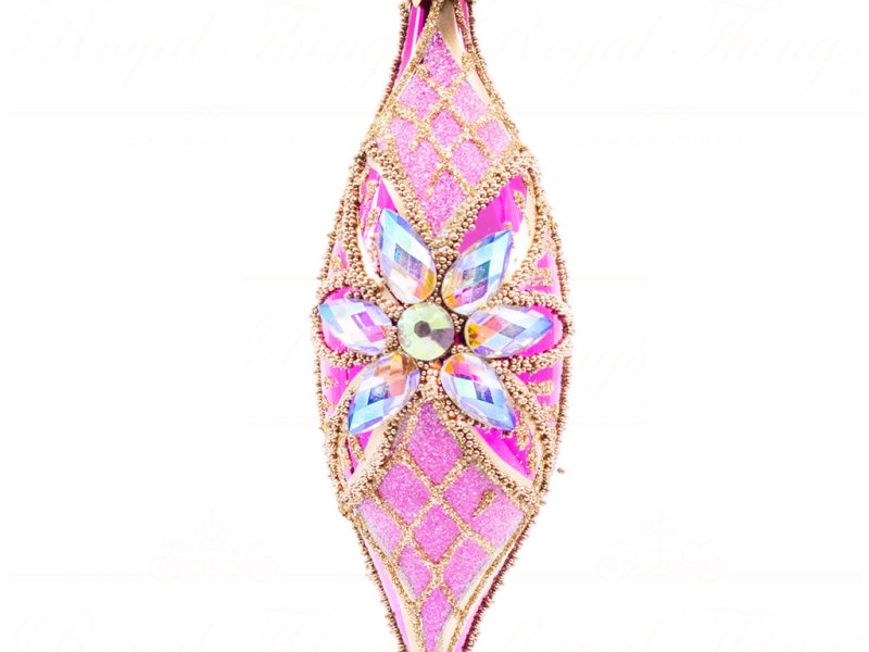 Pga B5129 Royal Things Polish Glass Art Christmas Bauble Ball Finial Delightful Diana Pink