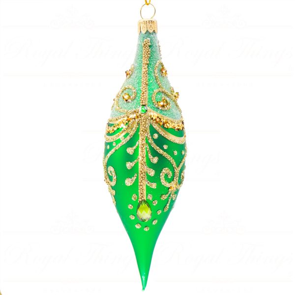 Pga B5130 Royal Things Polish Glass Art Christmas Bauble Ball Finial Radiant Raphael Green Gold 1