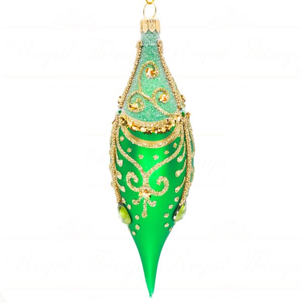 Pga B5130 Royal Things Polish Glass Art Christmas Bauble Ball Finial Radiant Raphael Green Gold 2
