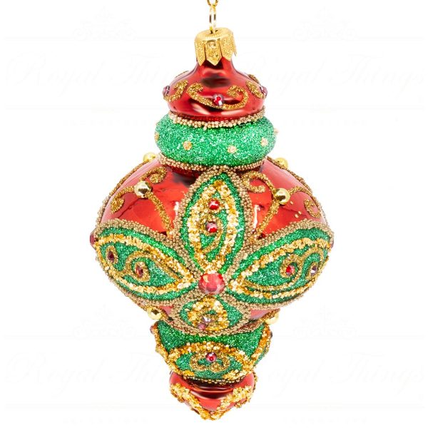Pga B5134 Royal Things Polish Glass Art Christmas Bauble Ball Finial Brilliant Bianca Red Green Gold 1