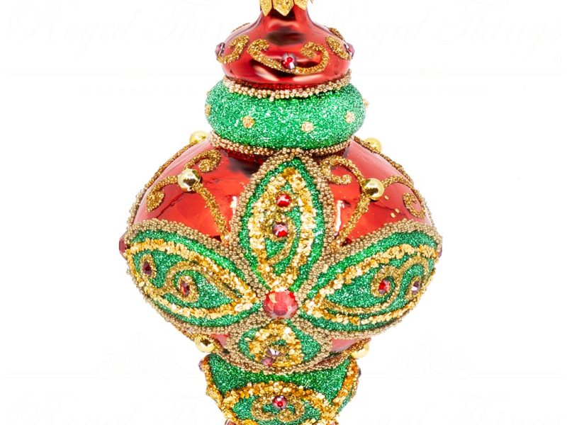 Pga B5134 Royal Things Polish Glass Art Christmas Bauble Ball Finial Brilliant Bianca Red Green Gold 1