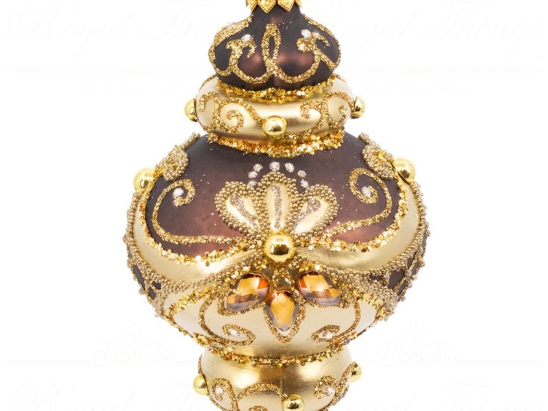 Pga B5135 Royal Things Polish Glass Art Christmas Bauble Ball Finial Serene Stefan Brown Gold 1