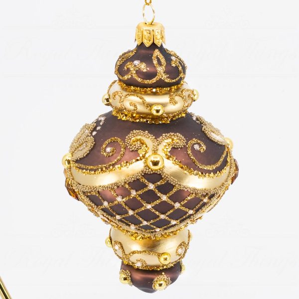Pga B5135 Royal Things Polish Glass Art Christmas Bauble Ball Finial Serene Stefan Brown Gold 2