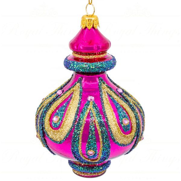 Pga B5139 Royal Things Polish Glass Art Christmas Bauble Ball Finial Angelic Anya Purple Blue Gold