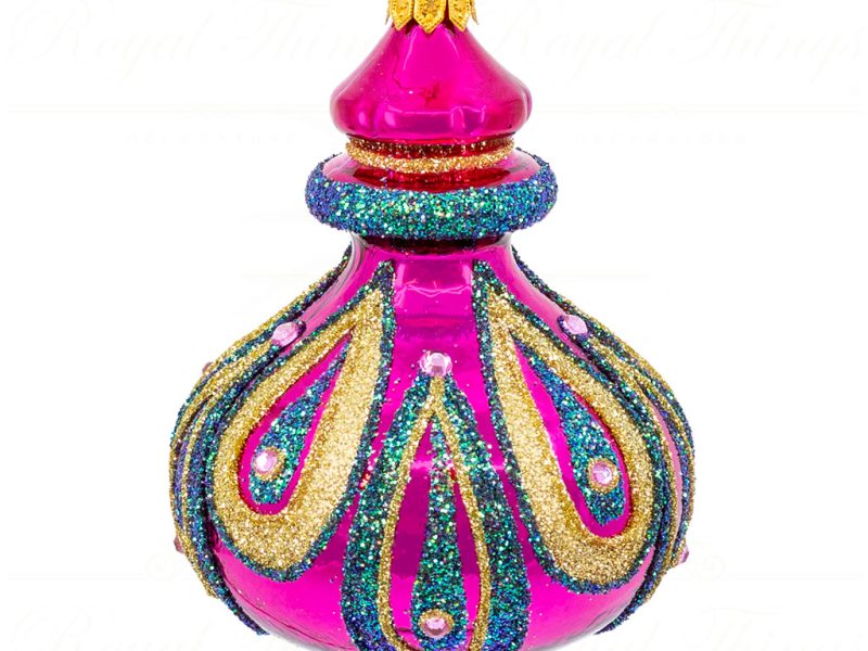 Pga B5139 Royal Things Polish Glass Art Christmas Bauble Ball Finial Angelic Anya Purple Blue Gold