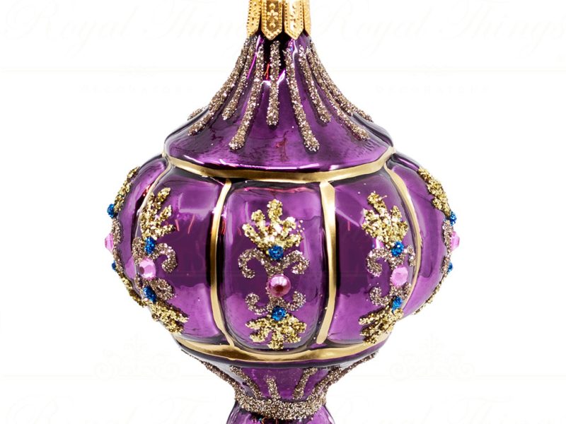 pga b5142 royal things polish glass art christmas bauble ball finial dazzling damian purple gold