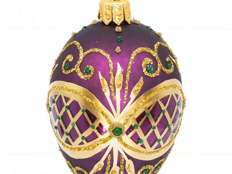 Pga B5147 Royal Things Polish Glass Art Christmas Bauble Ball Finial Magical Mila Purple Gold 1