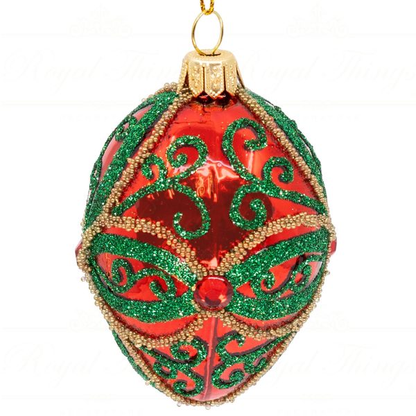 Pga B5148 Royal Things Polish Glass Art Christmas Bauble Ball Finial Radiant Rocco Red Green Gold 2