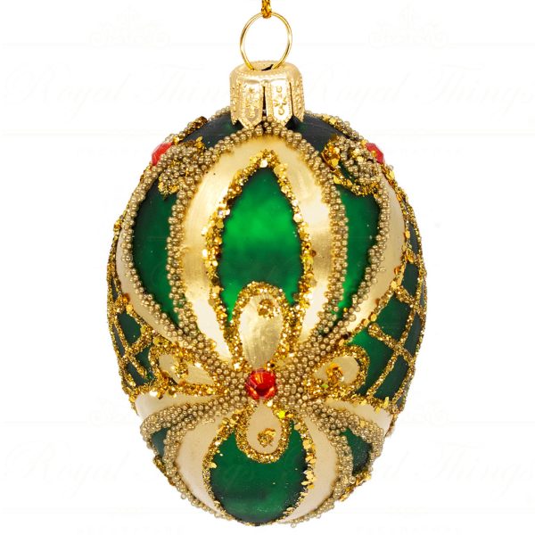 Pga B5151 Royal Things Polish Glass Art Christmas Bauble Ball Finial Harmonious Hugo Egg Red Gold Green 1