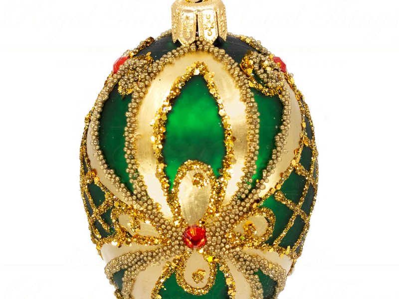 Pga B5151 Royal Things Polish Glass Art Christmas Bauble Ball Finial Harmonious Hugo Egg Red Gold Green 1