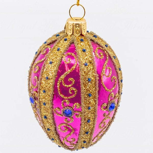 Pga B5152 Royal Things Polish Glass Art Christmas Bauble Ball Finial Enchanting Elara Egg Pink Gold