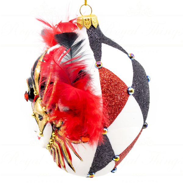 Pga B5155 Royal Things Polish Glass Art Christmas Bauble Ball Maschera Notte Rossonero Mask Black Red Gold 2