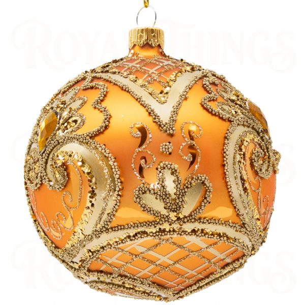 Pga B6102 Royal Things Polish Glass Art Christmas Bauble Ball Terrific Tristan Orange Gold 1