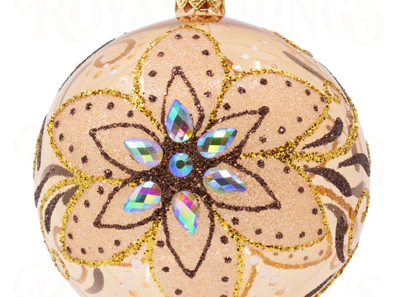 Pga B6104 Royal Things Polish Glass Art Christmas Bauble Ball Bright Bree Transparent Gold Brown 1