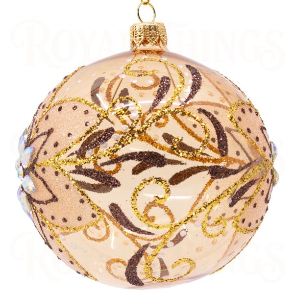 Pga B6104 Royal Things Polish Glass Art Christmas Bauble Ball Bright Bree Transparent Gold Brown 2