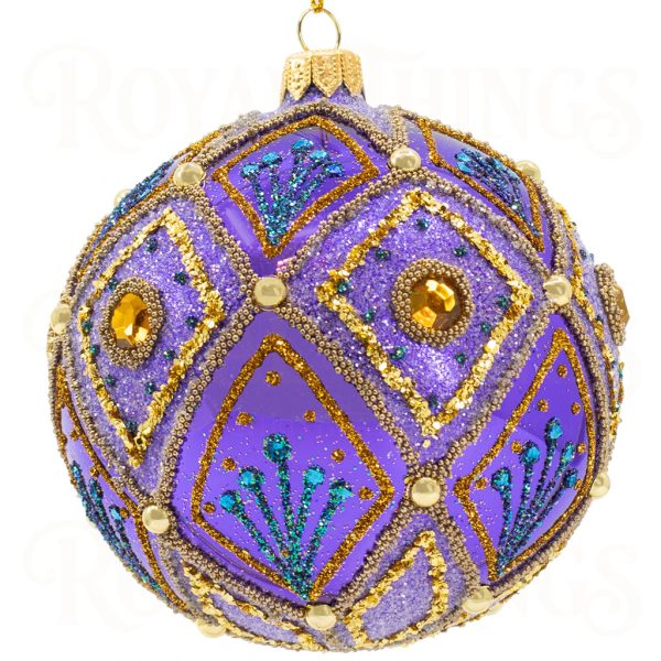 Pga B6106 Royal Things Polish Glass Art Christmas Bauble Ball Bonny Beau Peacock Purple Gold Turquoise