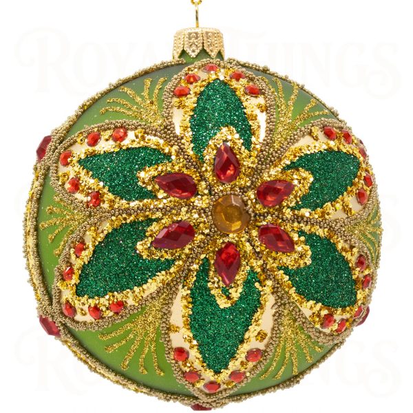 Pga B6108 Royal Things Polish Glass Art Christmas Bauble Ball Marvelous Miranda Green Gold Red 2