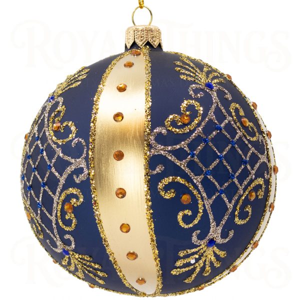 Pga B6111 Royal Things Polish Glass Art Christmas Bauble Ball Mysterious Max Blue Gold 1