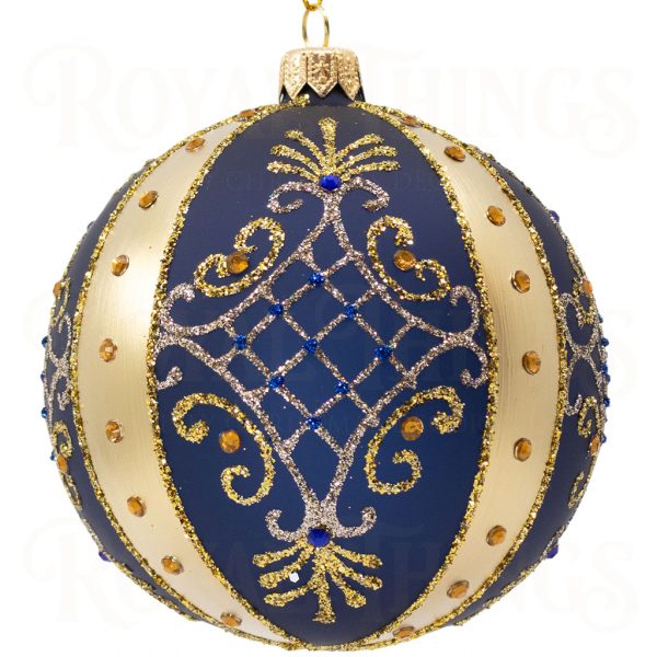 Pga B6111 Royal Things Polish Glass Art Christmas Bauble Ball Mysterious Max Blue Gold 2